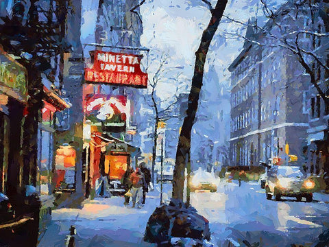 Minetta Tavern in Winter White Modern Wood Framed Art Print with Double Matting by Medeiros, Celito