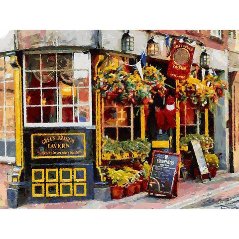 Green Dragon Tavern Black Modern Wood Framed Art Print by Medeiros, Celito