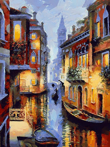 Beautiful Venice Black Ornate Wood Framed Art Print with Double Matting by Medeiros, Celito