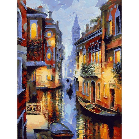 Beautiful Venice Gold Ornate Wood Framed Art Print with Double Matting by Medeiros, Celito