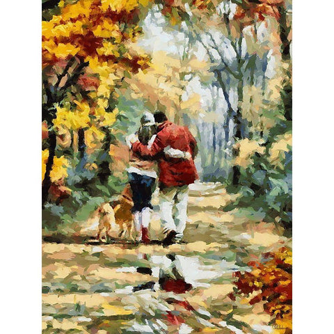 Lovers with a Dog Gold Ornate Wood Framed Art Print with Double Matting by Medeiros, Celito