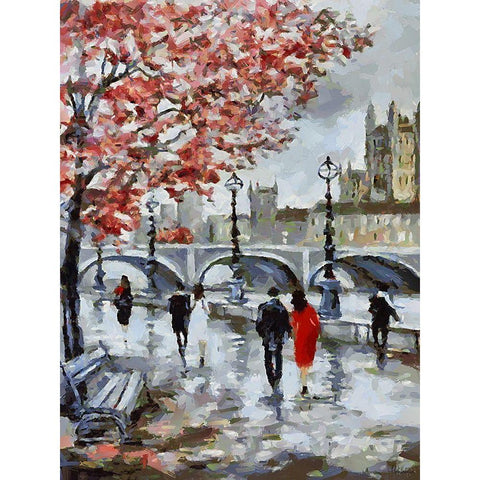 Couple in Black and Red Black Modern Wood Framed Art Print by Medeiros, Celito