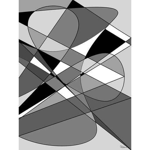 Abstract BW53 Black Modern Wood Framed Art Print with Double Matting by Medeiros, Celito