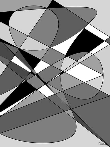 Abstract BW53 White Modern Wood Framed Art Print with Double Matting by Medeiros, Celito