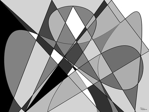 Abstract BW54 Black Ornate Wood Framed Art Print with Double Matting by Medeiros, Celito