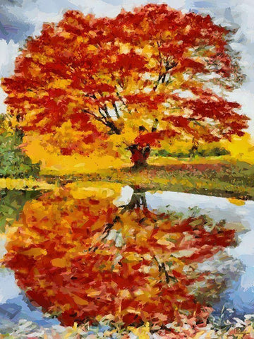 Colorful Tree Black Ornate Wood Framed Art Print with Double Matting by Medeiros, Celito