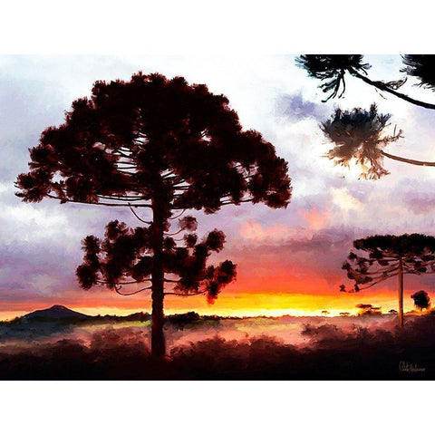 Sunset in Africa Gold Ornate Wood Framed Art Print with Double Matting by Medeiros, Celito