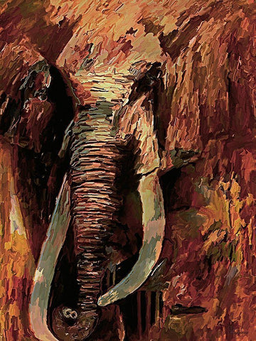 An Old Elephant White Modern Wood Framed Art Print with Double Matting by Medeiros, Celito