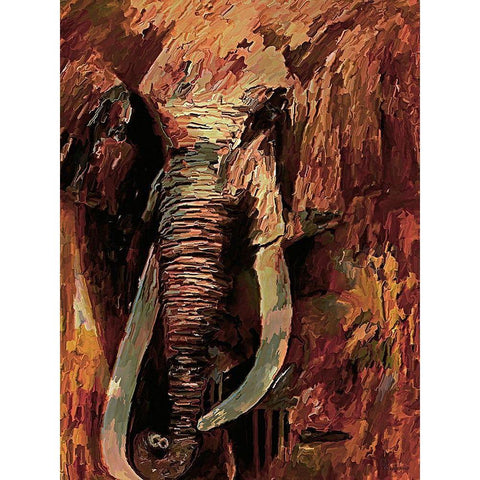 An Old Elephant Gold Ornate Wood Framed Art Print with Double Matting by Medeiros, Celito