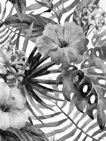 Leaves BW7 White Modern Wood Framed Art Print with Double Matting by Medeiros, Celito