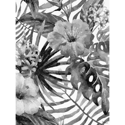 Leaves BW7 Black Modern Wood Framed Art Print with Double Matting by Medeiros, Celito