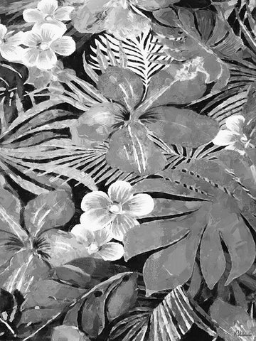 Leaves BW10 White Modern Wood Framed Art Print with Double Matting by Medeiros, Celito