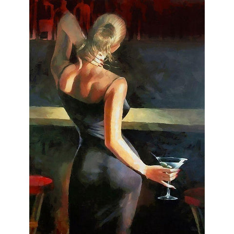 Lady with Martini White Modern Wood Framed Art Print by Medeiros, Celito