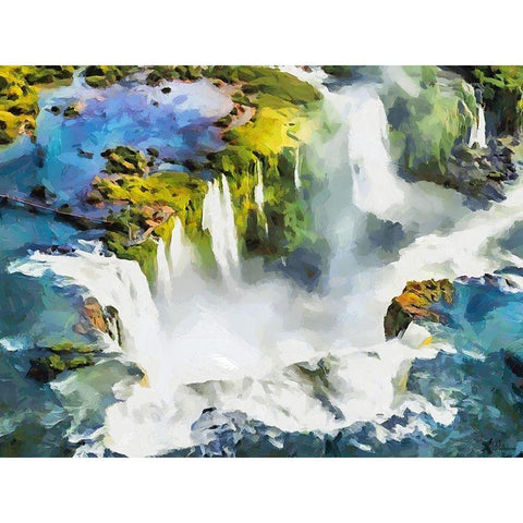 Iguazu Waterfalls Gold Ornate Wood Framed Art Print with Double Matting by Medeiros, Celito