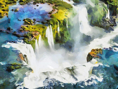 Iguazu Waterfalls White Modern Wood Framed Art Print with Double Matting by Medeiros, Celito