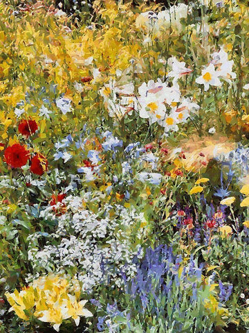 Flowering Meadow Black Ornate Wood Framed Art Print with Double Matting by Medeiros, Celito