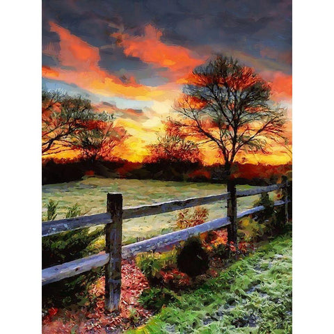 Sunset in Countryside Black Modern Wood Framed Art Print with Double Matting by Medeiros, Celito