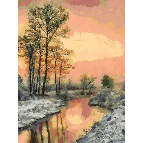 Snow Pond in Winter III White Modern Wood Framed Art Print by Medeiros, Celito