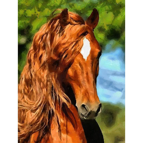 Brown Horse White Modern Wood Framed Art Print by Medeiros, Celito