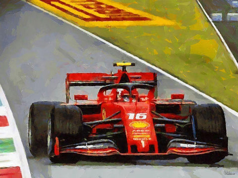 Ferrari White Modern Wood Framed Art Print with Double Matting by Medeiros, Celito