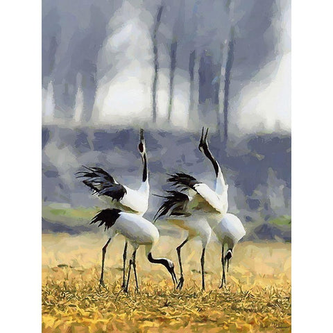 Storks Black Modern Wood Framed Art Print by Medeiros, Celito