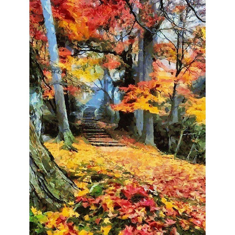 Autumn Way I Black Modern Wood Framed Art Print by Medeiros, Celito