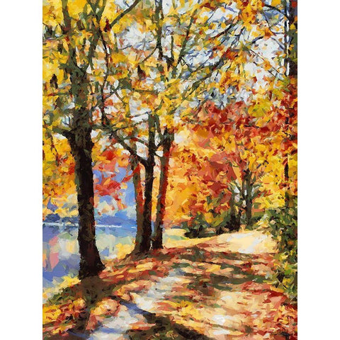 Autumn Way II Gold Ornate Wood Framed Art Print with Double Matting by Medeiros, Celito