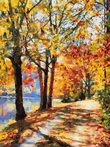 Autumn Way II Black Ornate Wood Framed Art Print with Double Matting by Medeiros, Celito