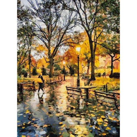 Light in the Park White Modern Wood Framed Art Print by Medeiros, Celito