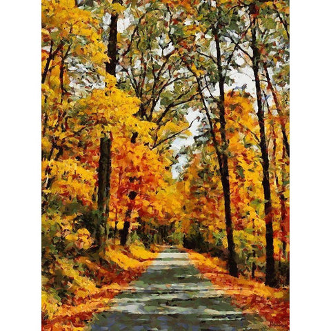 Autumn Way III Gold Ornate Wood Framed Art Print with Double Matting by Medeiros, Celito