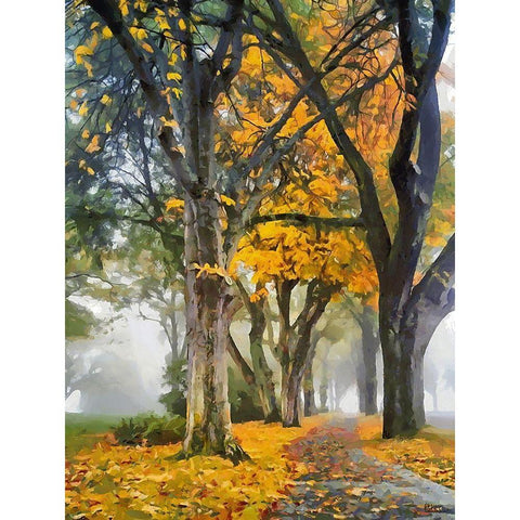 Autumn Way IV Black Modern Wood Framed Art Print with Double Matting by Medeiros, Celito