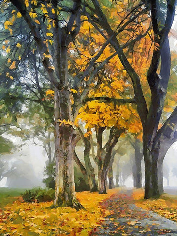 Autumn Way IV White Modern Wood Framed Art Print with Double Matting by Medeiros, Celito