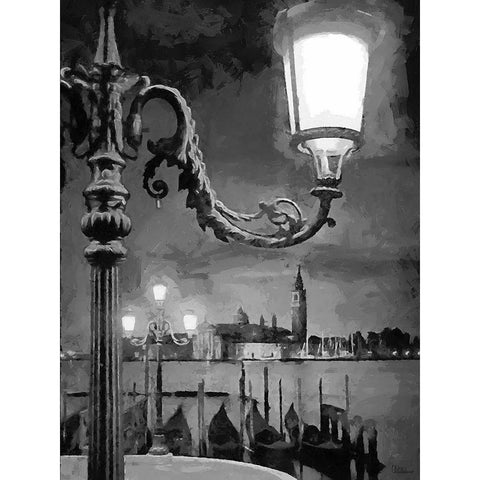 Venice BW Black Modern Wood Framed Art Print with Double Matting by Medeiros, Celito