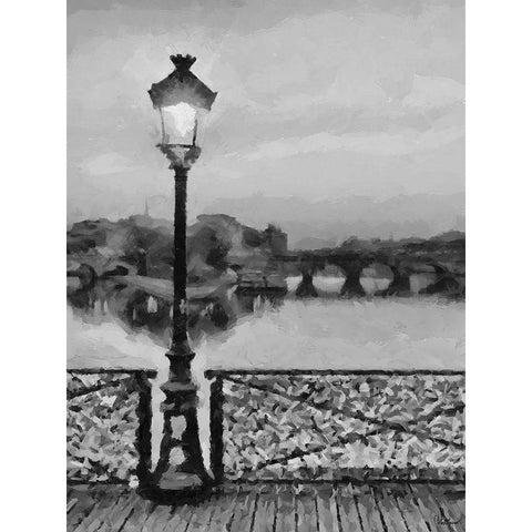 Bridge BW Gold Ornate Wood Framed Art Print with Double Matting by Medeiros, Celito