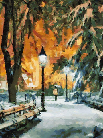 Park Path in Winter White Modern Wood Framed Art Print with Double Matting by Medeiros, Celito