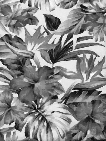 Leaves BW11 White Modern Wood Framed Art Print with Double Matting by Medeiros, Celito