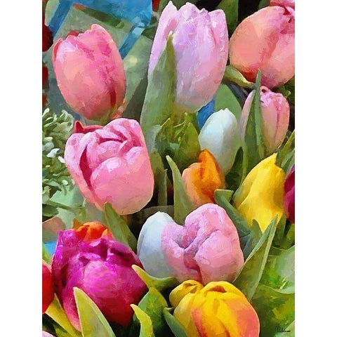 Many Tulips Black Modern Wood Framed Art Print with Double Matting by Medeiros, Celito