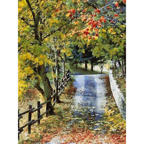 Autumn Way V Gold Ornate Wood Framed Art Print with Double Matting by Medeiros, Celito