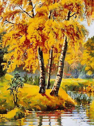 Three Birches White Modern Wood Framed Art Print with Double Matting by Medeiros, Celito