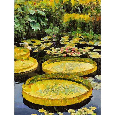 Big green Leaves I Gold Ornate Wood Framed Art Print with Double Matting by Medeiros, Celito