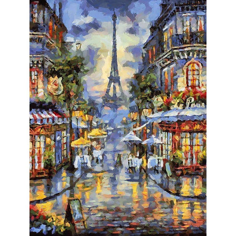 Eiffel Tower View White Modern Wood Framed Art Print by Medeiros, Celito