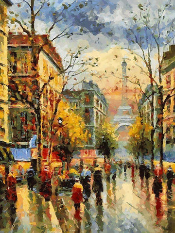 Eiffel Tower from Distance Black Ornate Wood Framed Art Print with Double Matting by Medeiros, Celito