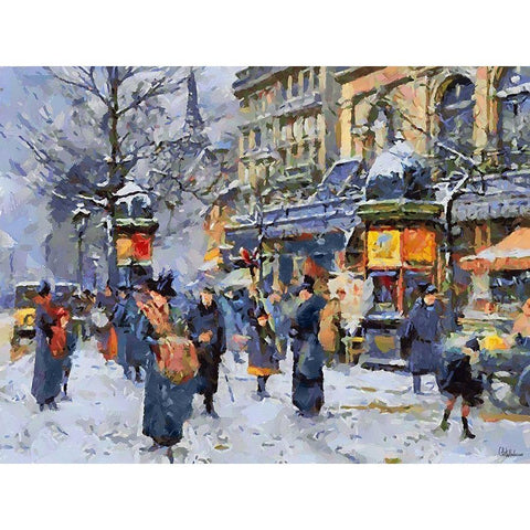 Old Paris in Winter I White Modern Wood Framed Art Print by Medeiros, Celito