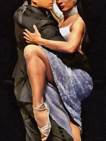 Tango I White Modern Wood Framed Art Print with Double Matting by Medeiros, Celito