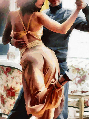 Tango II White Modern Wood Framed Art Print with Double Matting by Medeiros, Celito