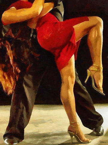 Tango IV White Modern Wood Framed Art Print with Double Matting by Medeiros, Celito