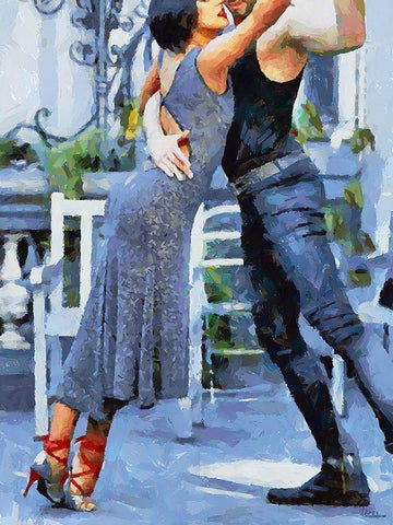 Tango V Black Ornate Wood Framed Art Print with Double Matting by Medeiros, Celito