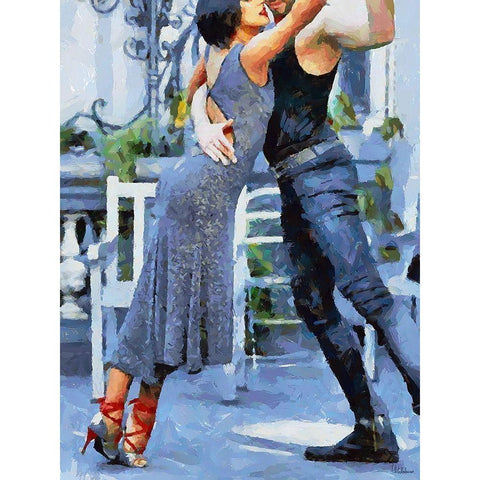 Tango V Gold Ornate Wood Framed Art Print with Double Matting by Medeiros, Celito