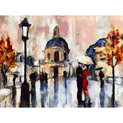 Walking Couples of Lovers II Gold Ornate Wood Framed Art Print with Double Matting by Medeiros, Celito
