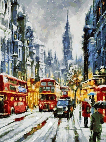 London Variations VI White Modern Wood Framed Art Print with Double Matting by Medeiros, Celito